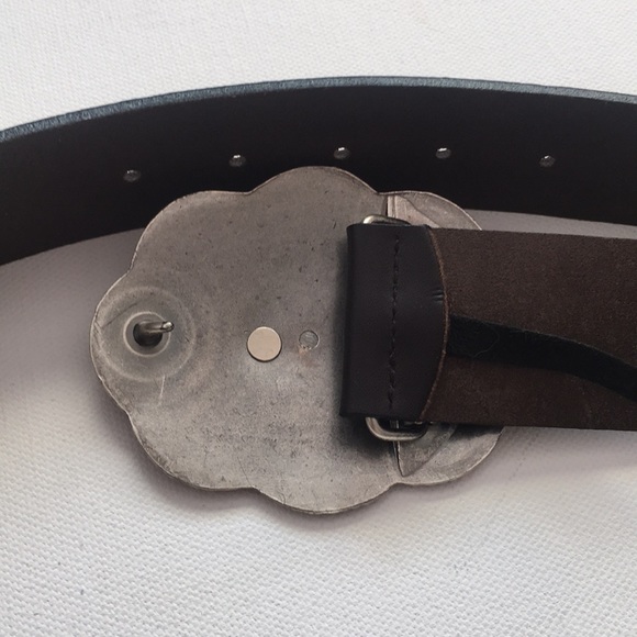 Landes leather belt brass tone buckle sz M new main image 3